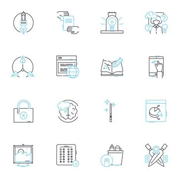 Vision and foresight linear icons set. Insight, Perception, Prophecy, Forecast Stock Illustration