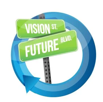 Vision and future road sign cycle illustration design over white Ilustração Stock