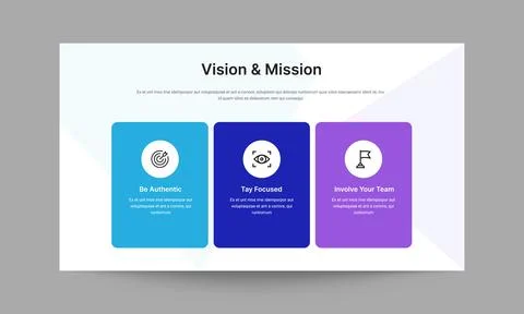 Vision and Mission Slide Presentation Template Corporate Purpose Design Stock Illustration