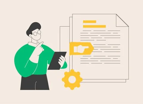 Vision and scope document abstract concept vector illustration. Illustrazione stock