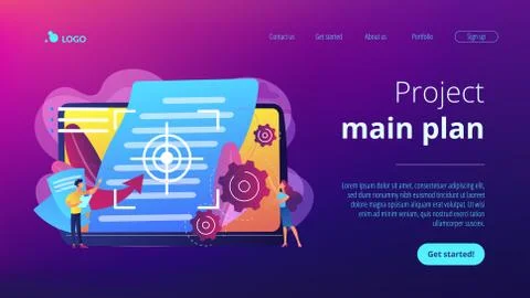 Vision and scope document concept landing page. Illustrazione stock