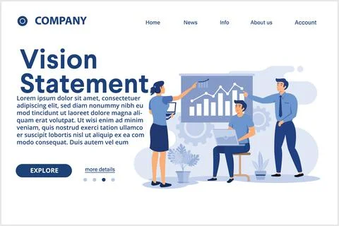 Vision and scope illustration. landing page . Vision statement, scope documen Stock Illustration