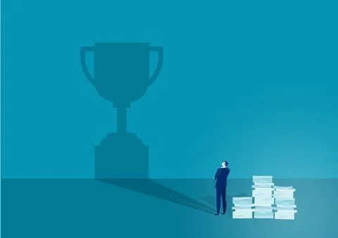 The Vision. Businessman watches his shadow and contemplating about success.   Stock Illustration