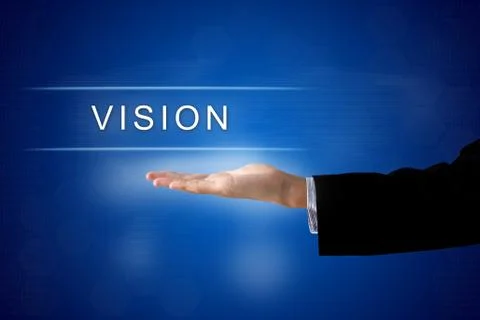 Vision button on virtual screen Stock Photos