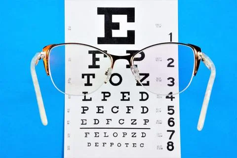 Vision check. eye chart table for visual acuity diagnostics. Stock Photos