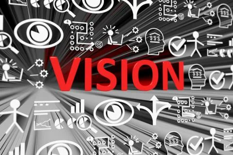 VISION concept blurred background 3d render illustration Stock Illustration