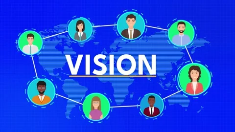 Vision Concept Business people Network Animation. Global Teamwork with World Stock Footage