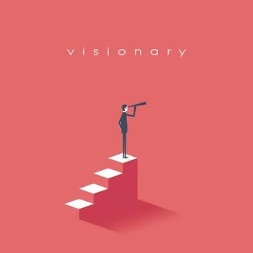 Vision concept in business with vector icon of businessman and telescope Stock Illustration