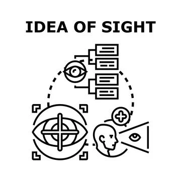 Vision concept seeing and analyzing information process Stock Illustration