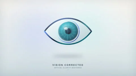 Vision corrected optical clarity restored eye medical animation Stock Footage 344887778