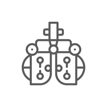 Vision correction device, eye exam line icon. Stock Illustration
