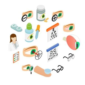 Vision correction icons set Stock Illustration