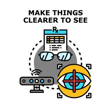 Vision correction offering eye examination and improving clarity Stock Illustration