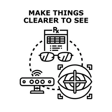 Vision correction offering eye examination and improving clarity Stock Illustration