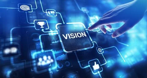 Vision Defining Future Goals and Strategic Direction, projection on a virtu.. Stock Photos
