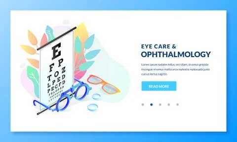 Vision diagnostics test. Ophthalmology exam and eye care vector isometric ill Stock Illustration