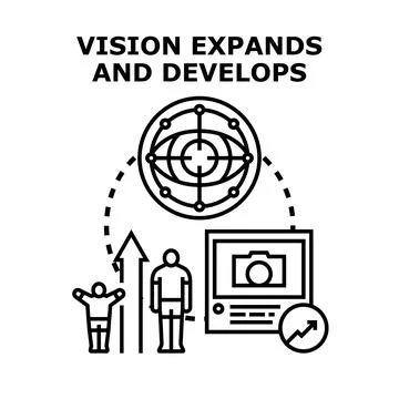 Vision expanding and developing, growth and progress concept Stock Illustration