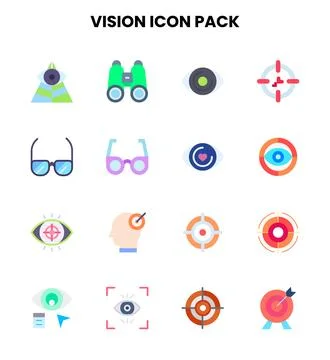 Vision Flat Scalable Icons Pack Stock Illustration