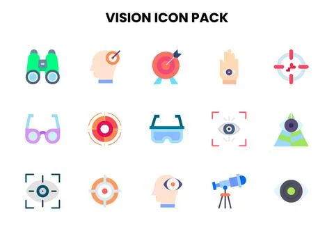 Vision Flat SVG Icons Pack Stock Illustration