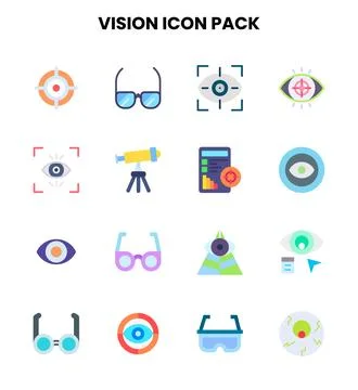 Vision Flat Vector Icons Pack Stock Illustration