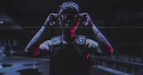 Vision of the future in the 80's. Retro cyberpunk. Stock Footage 138315245