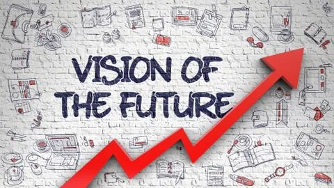 Vision Of The Future Drawn on Brick Wall. Stock Illustration