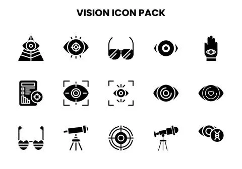 Vision Glyph Scalable Icons Pack Stock Illustration