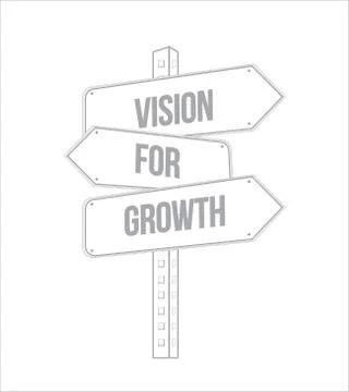 Vision for growth multiple destination line street sign Stock Illustration