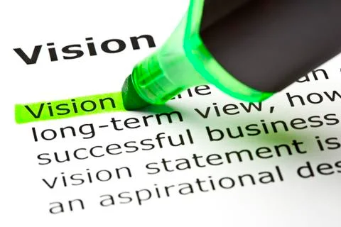 'vision' highlighted in green Stock Photos