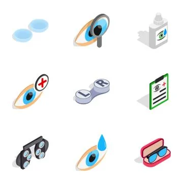 Vision icons, isometric 3d style Illustrazione stock