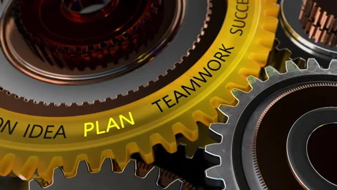 Vision idea plan teamwork success.Gears working in the machinery. Cog weel Stock Footage 266437398