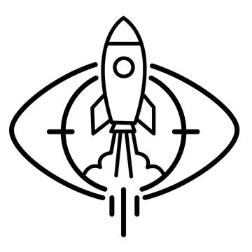 Vision Launch icon. Business rocket startup vision sign. Visionary launch Illustrazione stock