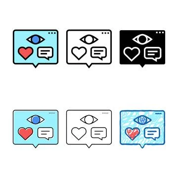 Vision, likes simplified and comments of video color icon vector Stock Illustration