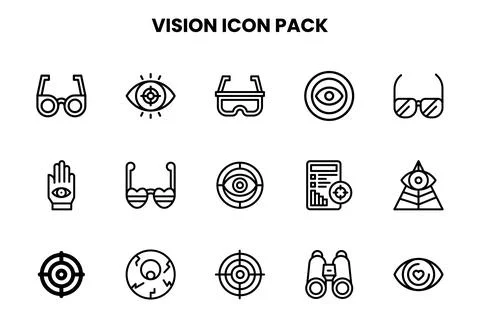 Vision Line Bundle Icons Pack Stock Illustration