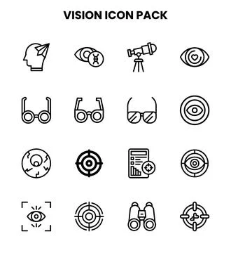 Vision Line Collection Icons Pack Stock Illustration