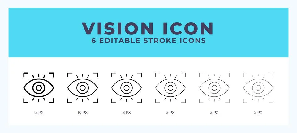 Vision line icon illustrations with editable strokes. Stock Illustration