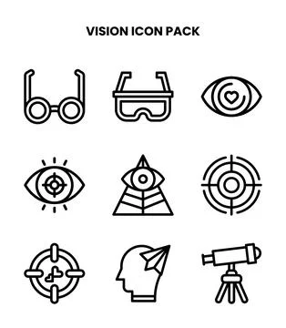 Vision Line Set Icons Pack Stock Illustration