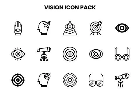 Vision Line Set Icons Pack Stock Illustration