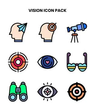 Vision Lineal Color Bundle Icons Pack Stock Illustration