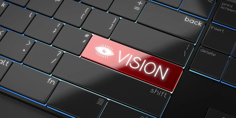 Vision - modern computer keyboard - 3D illustration Stock Illustration
