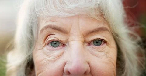 Vision, optometry and face of senior woman with optical health, eyesight or Stock Photos