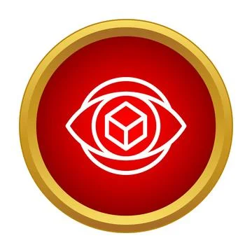 Vision perception cube icon on red background Stock Illustration