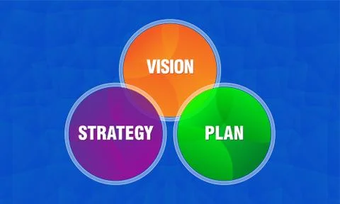 Vision plan and strategy graphics on black background Stock Illustration
