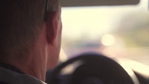 Vision problem while driving. Senior male driving while using glasses Stock Footage 266718373