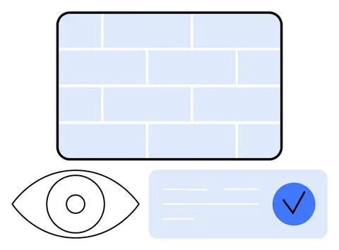 Vision Protection and Security Verification With Eye Symbol and Check Mark Stockillustratie
