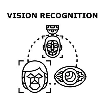 Vision recognition technology processing human faces for identification Stock Illustration