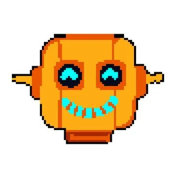 Vision robot head pixel art vector illustration Stock Illustration