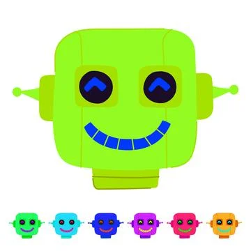 Vision robot head vector cartoon graphic Stockillustratie
