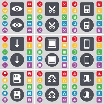 Vision, Scissors, Mobile phone, Arrow down, Window, Smartphone, SIM card, Avatar イラスト素材