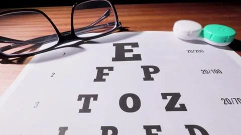 Vision Screening Eye Chart Paper on Table Closeup 10 Stock Footage 318660005